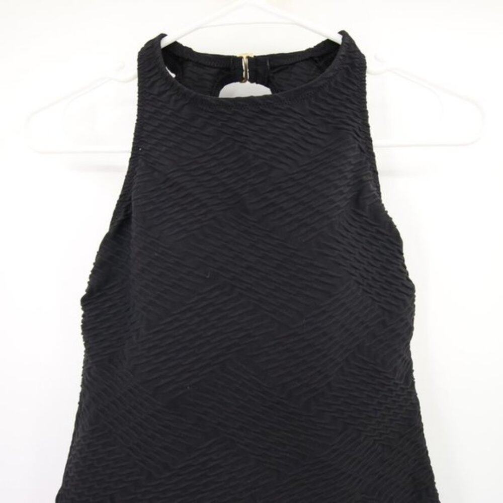 Lands End Black Textured Swim Tankini Top Sleeveless Built-in Bra Size 2 - Picture 2 of 8